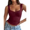 image:imageTrendy Queen Summer Going Out Top for Women Double Lined Crop Tank Top Backless Sweetheart Neckline Corset Teen Cute BustierBurgundy