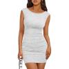 image:imageTrendy Queen Women 2026 Boat Neck Cocktail Mini Short Dresses Summer Bodycon Sexy Going Out Dress Cute Date Night Club OutfitGrey