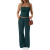 image:imageTrendy Queen Womens 2 Piece Lounge Sets Matching Summer Beach Vacation Outfits 2026 Striped Tube Tops Pants Travel ClothesBluegreen