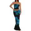 image:imageTrendy Queen Womens 2 Piece Skirt Sets Summer Outfits 2026 Going Out Bodycon Maxi Skirts Tube Tops Y2k Cute Vacation ClothesBlue Black