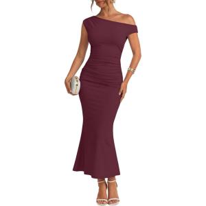 image:imageTrendy Queen Formal Cocktail Dresses for Women Wedding Guest Off the Shoulder Elegant Bodycon Summer 2026 Maxi Party DressBurgundy