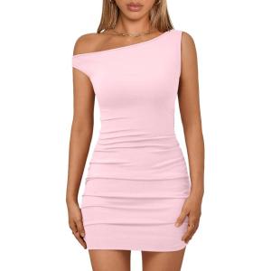 image:imageTrendy Queen Off The Shoulder Bodycon Mini Summer Dresses for Women 2026 Going Out Party Club Dress Spring FashionPink