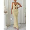 image:imageTrendy Queen Womens 2 Piece Sets Twist Front Halter Cami Tops and Bodycon Maxi Skirt Summer Going Out Vacation OutfitsApricot