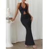 image:imageTrendy Queen Womens 2 Piece Sets Twist Front Halter Cami Tops and Bodycon Maxi Skirt Summer Going Out Vacation OutfitsBlack