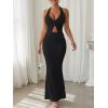 image:imageTrendy Queen Womens 2 Piece Sets Twist Front Halter Cami Tops and Bodycon Maxi Skirt Summer Going Out Vacation OutfitsBlack