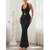 image:imageTrendy Queen Womens 2 Piece Sets Twist Front Halter Cami Tops and Bodycon Maxi Skirt Summer Going Out Vacation OutfitsBlack