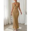 image:imageTrendy Queen Womens 2 Piece Sets Twist Front Halter Cami Tops and Bodycon Maxi Skirt Summer Going Out Vacation OutfitsKhaki