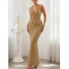 image:imageTrendy Queen Womens 2 Piece Sets Twist Front Halter Cami Tops and Bodycon Maxi Skirt Summer Going Out Vacation OutfitsKhaki