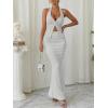 image:imageTrendy Queen Womens 2 Piece Sets Twist Front Halter Cami Tops and Bodycon Maxi Skirt Summer Going Out Vacation OutfitsWhite