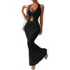 image:imageTrendy Queen Womens 2 Piece Sets Twist Front Halter Cami Tops and Bodycon Maxi Skirt Summer Going Out Vacation OutfitsBlack