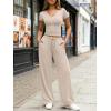 image:imageTrendy Queen 2 Piece Lounge Sets for Women Summer Outfits 2026 Fashion Two Piece Loungewear Spring Outfits ClothesApricot