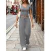 image:imageTrendy Queen 2 Piece Lounge Sets for Women Summer Outfits 2026 Fashion Two Piece Loungewear Spring Outfits ClothesDark Heather Grey