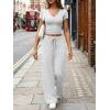 image:imageTrendy Queen 2 Piece Lounge Sets for Women Summer Outfits 2026 Fashion Two Piece Loungewear Spring Outfits ClothesOatmeal Grey