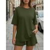 image:imageTrendy Queen 2 Piece Summer Set Oversized Top amp Loose Fit Shorts with PocketsArmy Green