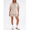 image:imageTrendy Queen 2 Piece Summer Set Oversized Top amp Loose Fit Shorts with PocketsBeige