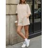 image:imageTrendy Queen 2 Piece Summer Set Oversized Top amp Loose Fit Shorts with PocketsBeige