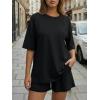 image:imageTrendy Queen 2 Piece Summer Set Oversized Top amp Loose Fit Shorts with PocketsBlack