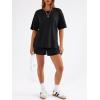 image:imageTrendy Queen 2 Piece Summer Set Oversized Top amp Loose Fit Shorts with PocketsBlack