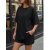image:imageTrendy Queen 2 Piece Summer Set Oversized Top amp Loose Fit Shorts with PocketsBlack
