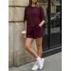 image:imageTrendy Queen 2 Piece Summer Set Oversized Top amp Loose Fit Shorts with PocketsBurgundy