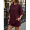 image:imageTrendy Queen 2 Piece Summer Set Oversized Top amp Loose Fit Shorts with PocketsBurgundy