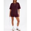 image:imageTrendy Queen 2 Piece Summer Set Oversized Top amp Loose Fit Shorts with PocketsBurgundy