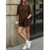 image:imageTrendy Queen 2 Piece Summer Set Oversized Top amp Loose Fit Shorts with PocketsCoffee