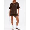 image:imageTrendy Queen 2 Piece Summer Set Oversized Top amp Loose Fit Shorts with PocketsCoffee