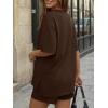 image:imageTrendy Queen 2 Piece Summer Set Oversized Top amp Loose Fit Shorts with PocketsCoffee