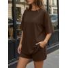 image:imageTrendy Queen 2 Piece Summer Set Oversized Top amp Loose Fit Shorts with PocketsCoffee