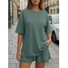 image:imageTrendy Queen 2 Piece Summer Set Oversized Top amp Loose Fit Shorts with PocketsDark Sage