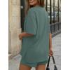 image:imageTrendy Queen 2 Piece Summer Set Oversized Top amp Loose Fit Shorts with PocketsDark Sage
