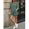 image:imageTrendy Queen 2 Piece Summer Set Oversized Top amp Loose Fit Shorts with PocketsDark Sage