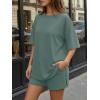 image:imageTrendy Queen 2 Piece Summer Set Oversized Top amp Loose Fit Shorts with PocketsDark Sage