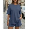 image:imageTrendy Queen 2 Piece Summer Set Oversized Top amp Loose Fit Shorts with PocketsDusty Blue