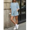 image:imageTrendy Queen 2 Piece Summer Set Oversized Top amp Loose Fit Shorts with PocketsLight Blue