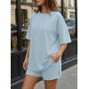 image:imageTrendy Queen 2 Piece Summer Set Oversized Top amp Loose Fit Shorts with PocketsLight Blue