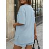 image:imageTrendy Queen 2 Piece Summer Set Oversized Top amp Loose Fit Shorts with PocketsLight Blue