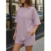 image:imageTrendy Queen 2 Piece Summer Set Oversized Top amp Loose Fit Shorts with PocketsLilac