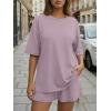 image:imageTrendy Queen 2 Piece Summer Set Oversized Top amp Loose Fit Shorts with PocketsLilac