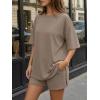 image:imageTrendy Queen 2 Piece Summer Set Oversized Top amp Loose Fit Shorts with PocketsMocha