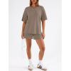 image:imageTrendy Queen 2 Piece Summer Set Oversized Top amp Loose Fit Shorts with PocketsMocha