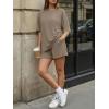 image:imageTrendy Queen 2 Piece Summer Set Oversized Top amp Loose Fit Shorts with PocketsMocha