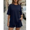 image:imageTrendy Queen 2 Piece Summer Set Oversized Top amp Loose Fit Shorts with PocketsNavy