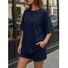 image:imageTrendy Queen 2 Piece Summer Set Oversized Top amp Loose Fit Shorts with PocketsNavy