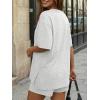 image:imageTrendy Queen 2 Piece Summer Set Oversized Top amp Loose Fit Shorts with PocketsOatmeal Grey