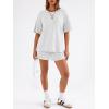 image:imageTrendy Queen 2 Piece Summer Set Oversized Top amp Loose Fit Shorts with PocketsOatmeal Grey