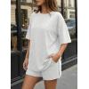 image:imageTrendy Queen 2 Piece Summer Set Oversized Top amp Loose Fit Shorts with PocketsOatmeal Grey