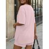 image:imageTrendy Queen 2 Piece Summer Set Oversized Top amp Loose Fit Shorts with PocketsPastel Pink