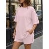image:imageTrendy Queen 2 Piece Summer Set Oversized Top amp Loose Fit Shorts with PocketsPastel Pink